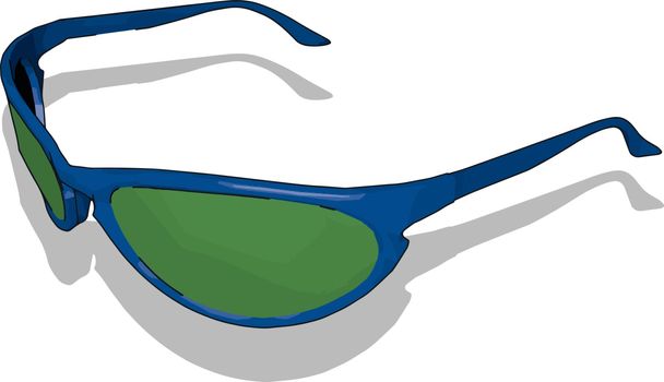 Blue sunglasses, illustration, vector on white background.