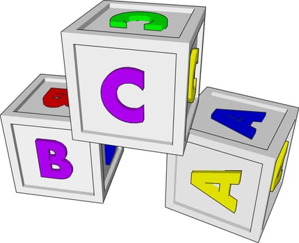 Cubes toys, illustration, vector on white background.