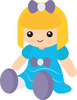 Doll toy, illustration, vector on white background.
