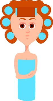 Girl with curles, illustration, vector on white background.