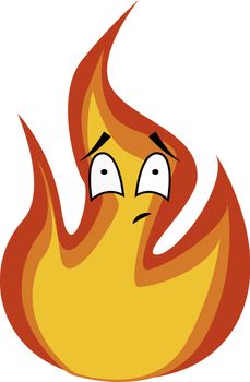 Sad fire, illustration, vector on white background.
