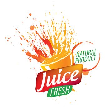 Vector logo orange juice splatter on white background.