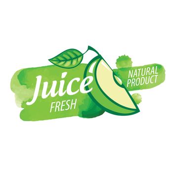Vector logo splashes of green Apple juice on white background.