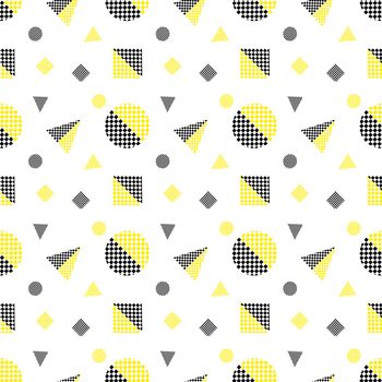 Geometric pattern black and yellow on white background.