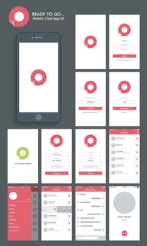 Material Design UI, UX and GUI Screens with Chat, Login, Create Account and Contact List feature for Online Communication and Dating Mobile App, responsive website.