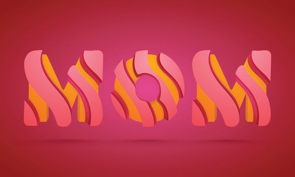 Creative 3D Text Mom with abstract effects for Happy Mother's Day celebration.