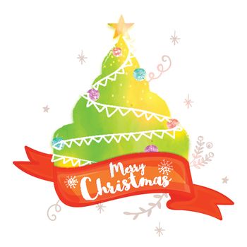 Creative Xmas Tree design with ribbon for Merry Christmas celebration.