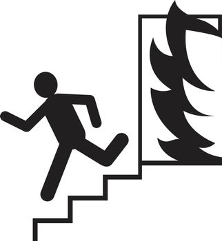 Emergency exit silhouette man running signs vector illustration.security fire exit icon.People escape from fire