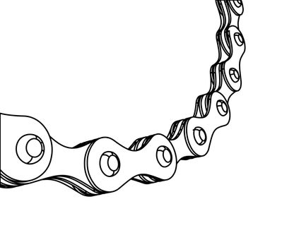 Bicycle chain close-up vector illustration. 3D design. Vector illustration on white backgound