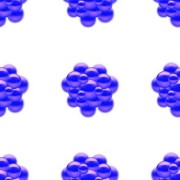 Abstract Molecules Design. Blue Spheres Background. Molecular Structure Atoms. Seamless Medical Background for Banner.