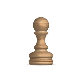 Light wooden chess piece pawn. Front view, vector illustration.