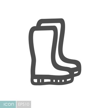 Rubber boots, gumboots, wellies flat icon. Garden sign. Graph symbol for your web site design, logo, app, UI. Vector illustration, EPS10.