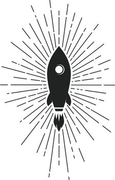space rocket ship ray of light logo icon sign vector