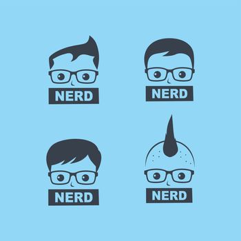 nerd geek guy cartoon character sign logo vector art