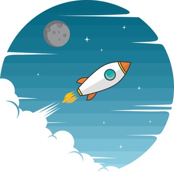 rocket ship launch space travel theme vector art