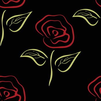 Seamless vintage pattern with red and pink roses. Vector illustration.