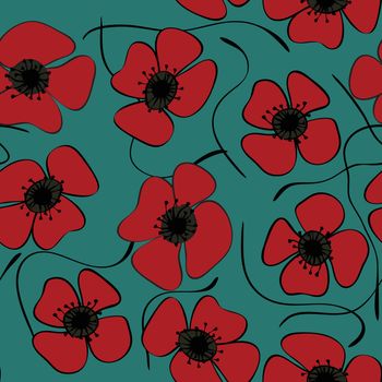 Red poppies Easily editable vector image abstract vector eps 10 handmade