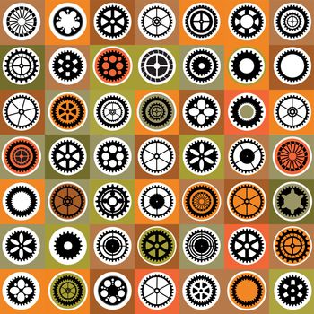 A mosaic consisting of gear of different color