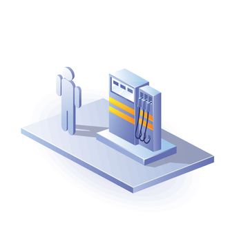 Isometric view of gasoline columns on a white background