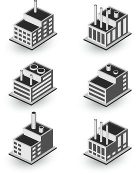 A set of urban and industrial buildings in the isometric