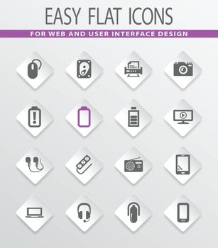 Devices flat vector icons for user interface design