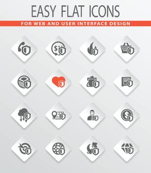 Insurance flat icons set for web sites and user interface