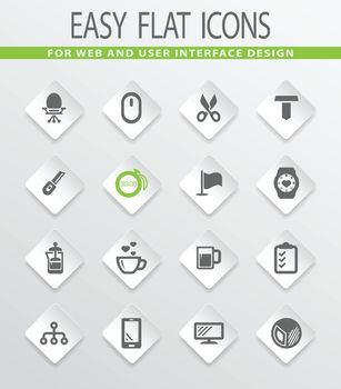 Office flat icons for user interface design