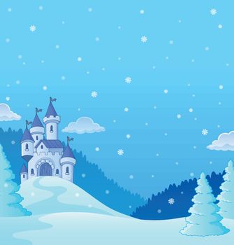 Winter countryside with castle theme 2 - eps10 vector illustration.