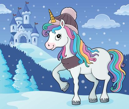 Winter unicorn theme image 2 - eps10 vector illustration.