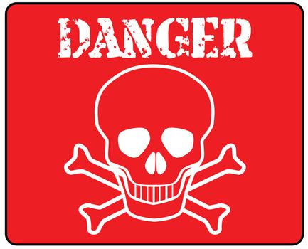 Red danger sign over a white background