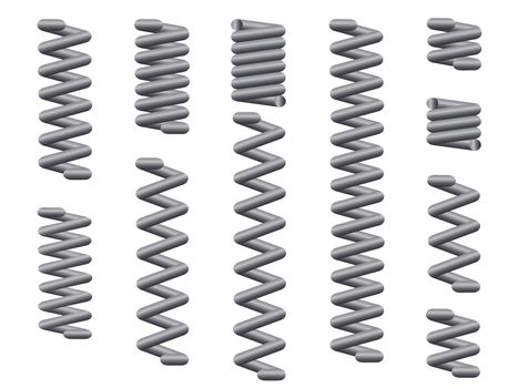 A collection of metal coil springs over a white background