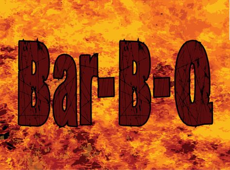 The text Bar B Q set into a roaring flames background