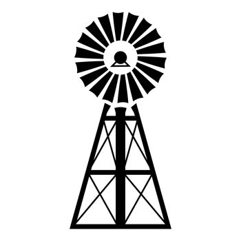 Wind turbine windmill classic american icon black colour image