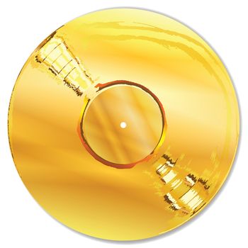 A golden record as presented to million seller artists on a white background