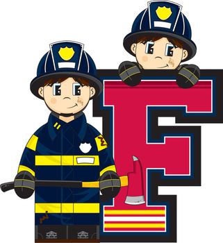 F is for Fireman Alphabet Learning Vector Illustration by Mark Murphy Creative