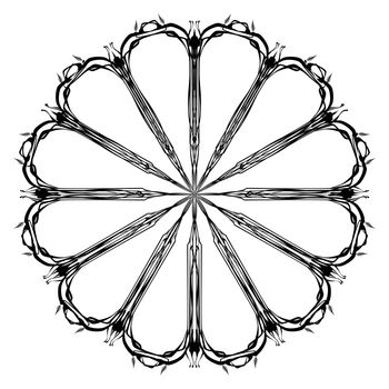 A thin line isolated mandala style pattern over a white background