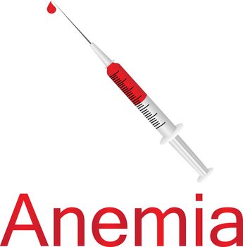 Syringe full of blood in it to check up blood for anemia vector illustration