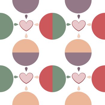 colorful circle ,pink heart and water drop seamless pattern, vector illustration.