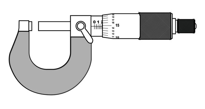 The precision engineering measuring tool the micrometer over a white background