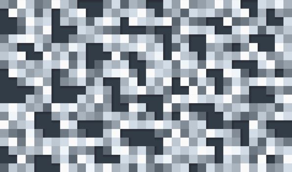 Abstract shimmering tiles on the wall. Seamless pixel background with holes and shadows.