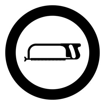 Hacksaw for metal and manual using Hand saw Repair tool icon in circle round black color vector illustration flat style simple image
