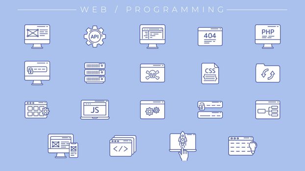 Set of Web and Programming icons is one of the modern line icons sets on the theme of Freelance Professions.