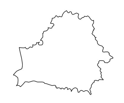 An isolated outline map of the country of Belarus