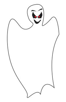 A white Halloween ghost figure isolated over a white background