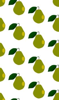 A typical English pear as a seamless pattern isolated on a white background