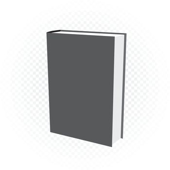 Black book template mockup on white transparent background. Standing books with empty cover