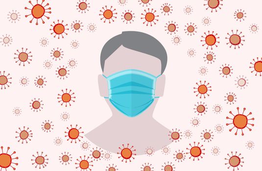 Vector illustration for graphic and web design, face with mask icon. Medical masks to protect face from coronavirus