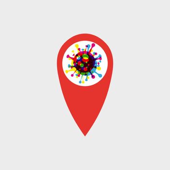 location point Coronavirus COVID-19 . Virus bacteria Coronavirus nCoV, map pin locator 10 eps
