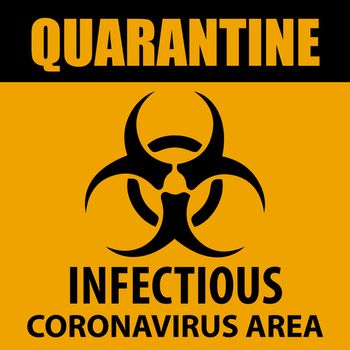  Coronavirus quarantine sign. Information warning sign about quarantine measures in public places. Restriction and caution COVID-19. Vector used for web, print, banner, flyer