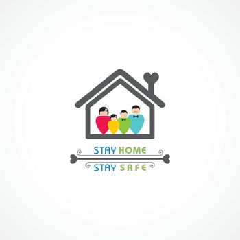 Vector Illustration for Stay Home And Stay Safe Concept